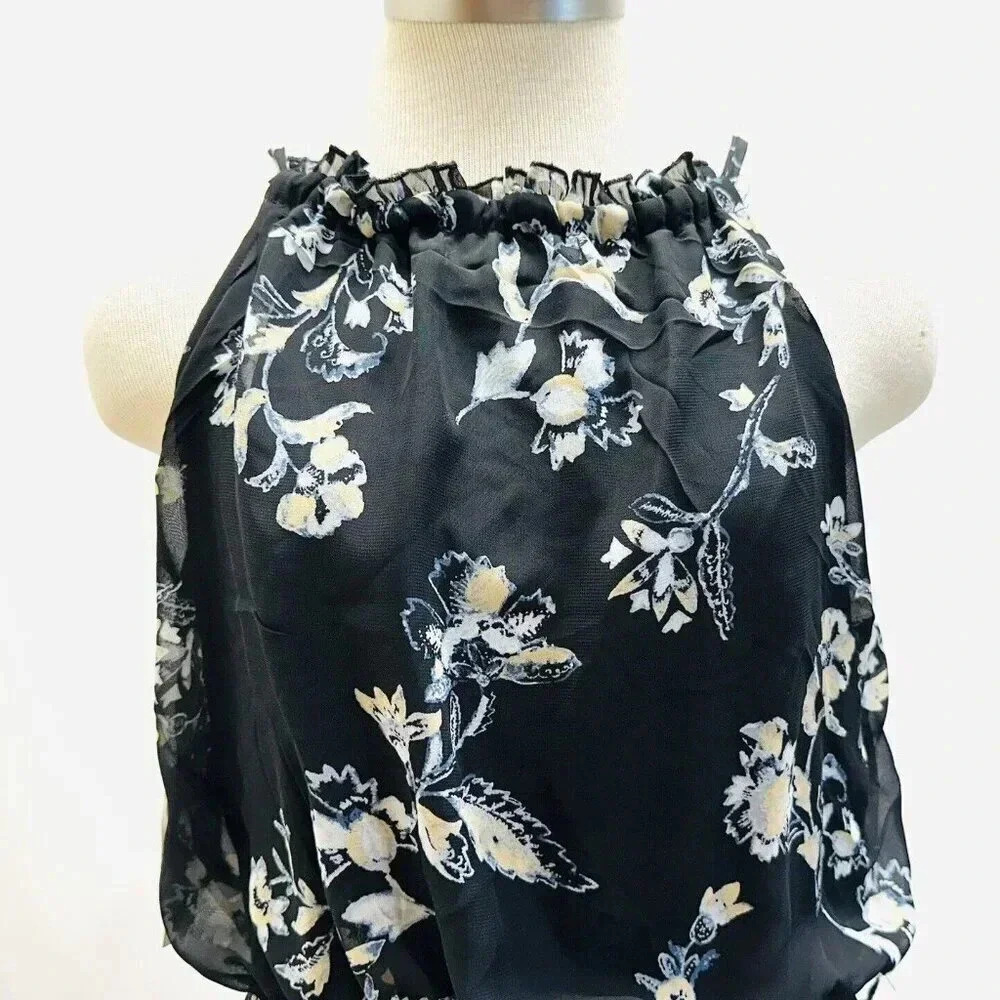NWT WALLFLOWER Women Sleeveless Pullover High Neck Lined Floral Maxi Dress Large - Picture 2 of 13